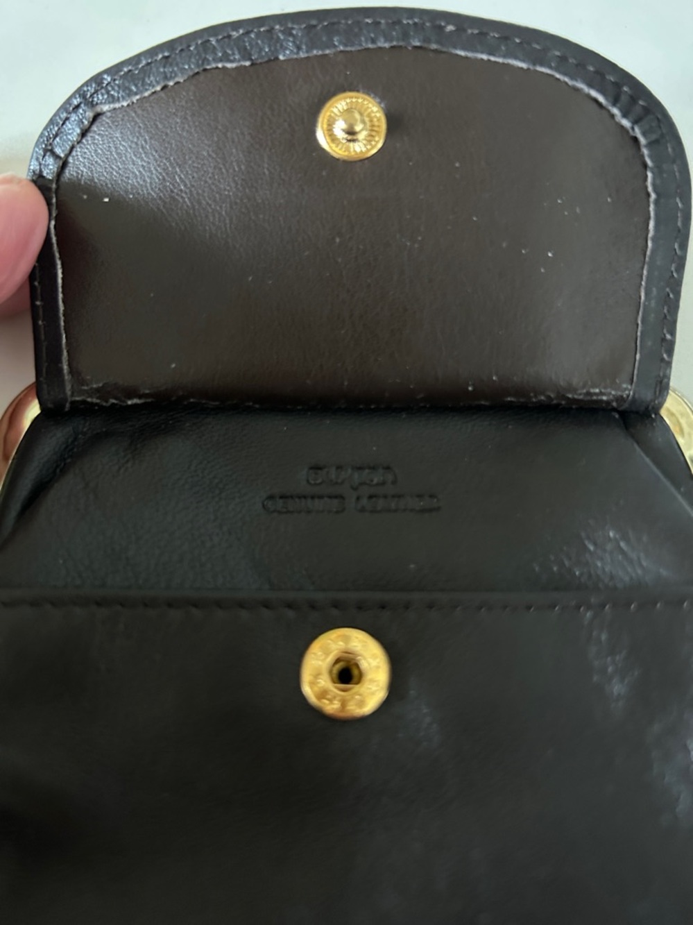 Vintage Leather Kiss-Lock Coin Purse - Black , Buxton - Picture 4 of 5